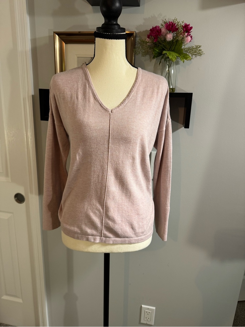 J. Jill Dusty Rose V-Neck Knit Top Petite Medium